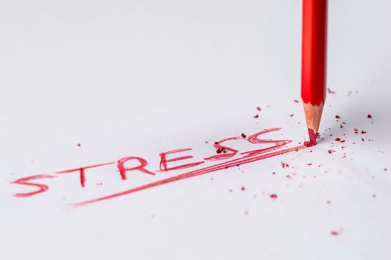 Le mot « stress » écrit sur une feuille de papier